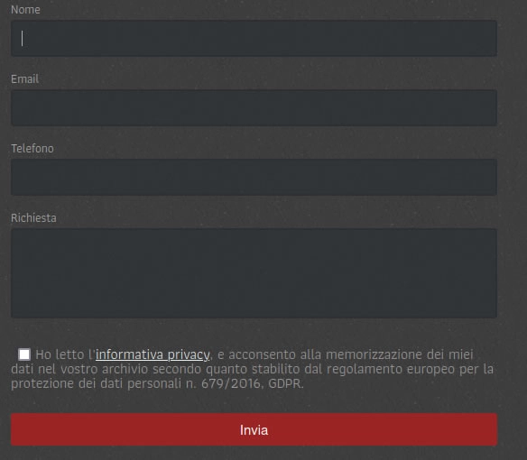Form contatti Estintori Skima di Pietro Allegro srls